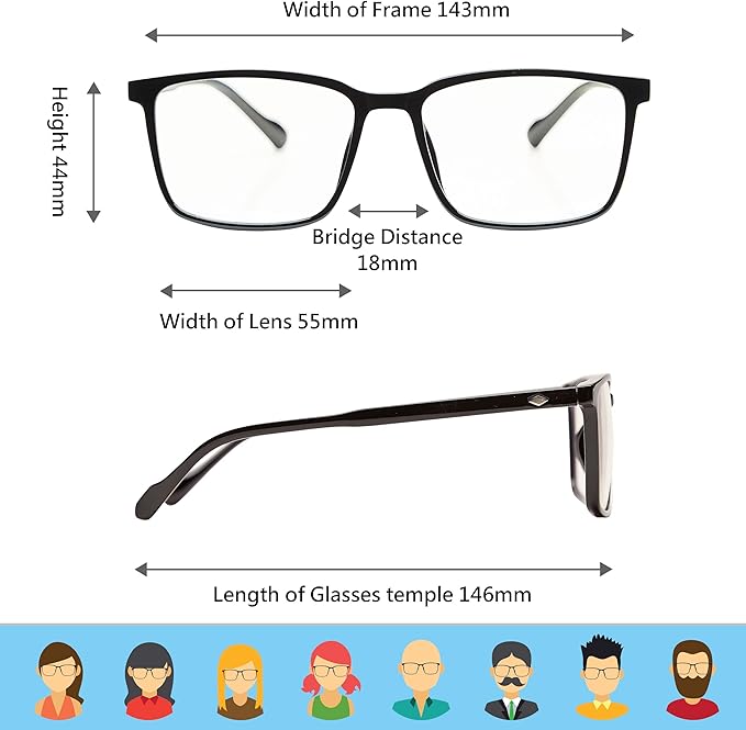 Blue Light Blocking Glasses for TV Phone Computer Gaming Screen Men and Women, TR90 Frame, Anti Eyestrain UV, 2 Pack