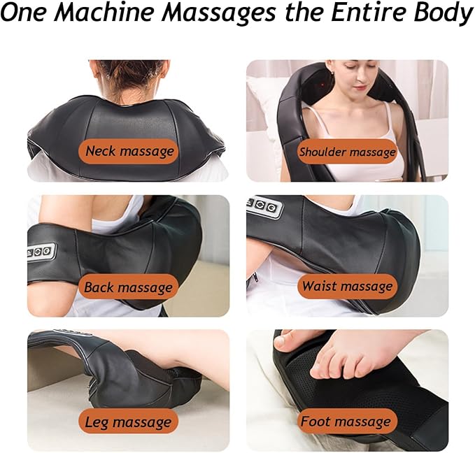 Herfes Neck Massager, Official Herfessmartlife Neck Shoulder Back Massager with Heat & Compression, 16 Massage Nodes, Ergonomic U-Shaped, Deep Tissue 3D Kneading Herfes, Ideal Gift (White)