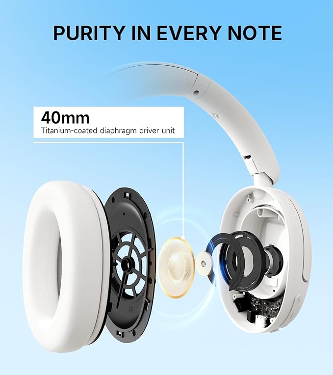 Edifier W800BT SE Wireless Over-Ear Bluetooth 5.4 Headphones - AI Call Noise Cancellation - 45H Playtime - Fast Charging - Dual Device- Game Mode - Foldable - White