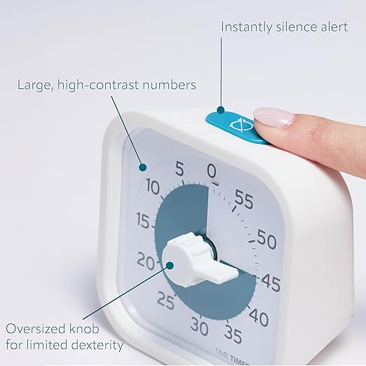 PRO Applied® Personal 60-Minute Visual Countdown Timer – Professional-Grade Timer for Therapy, Rehab, Medication Reminders, & Memory Care – Calming Blue Disk, Large Numbers, Adjustable Alert