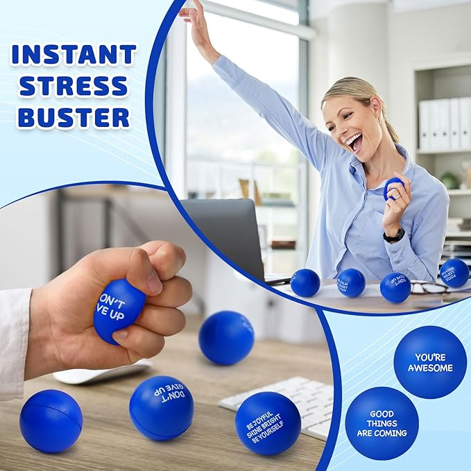 100PCS Motivational Stress Balls for Adults and Kids - Stress Balls Bulk Soft Sponge Squeeze Toys with Inspirational Quotes | Office Classroom Stress Relief Gifts | Anxiety Relief Fidget Toys