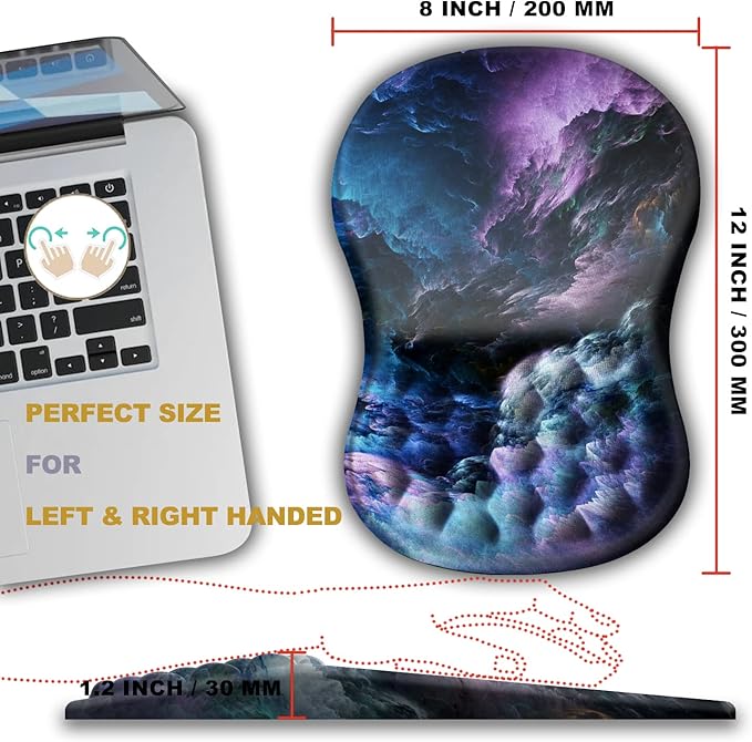 Ergonomic Wrist Rest Support Mouse Pad, Massage Design Relief Carpal Tunnel Pain, Entire Memory Foam Non-Slip, Computer Mouse Pads for Wireless