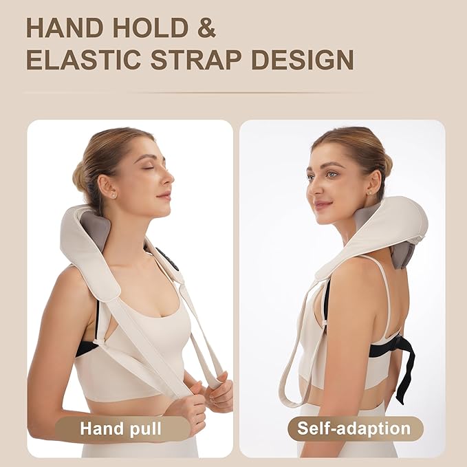 Electric Neck and Shoulder Massager with Heat, Cordless Kneading Back Trapezius Shiatsu Massage Pillows for Pain Relief Deep Tissue Gift Ideals