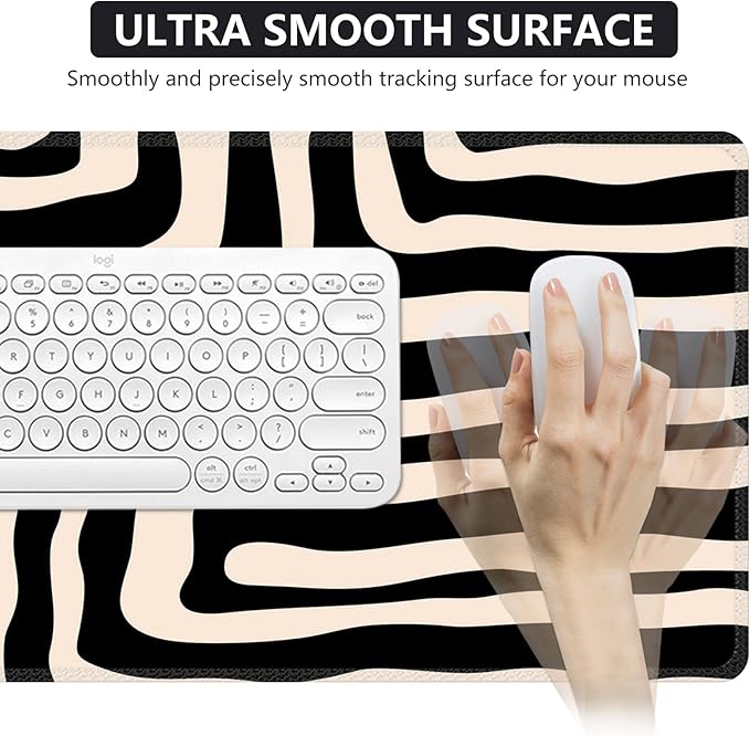 iCasso Gaming Mouse Pad (35.4x15.7 in), Large Stable Rubber Base Mousepad with Stitched Edges, Keyboard Mouse Mat for Work, Game, Office, Home - Curve