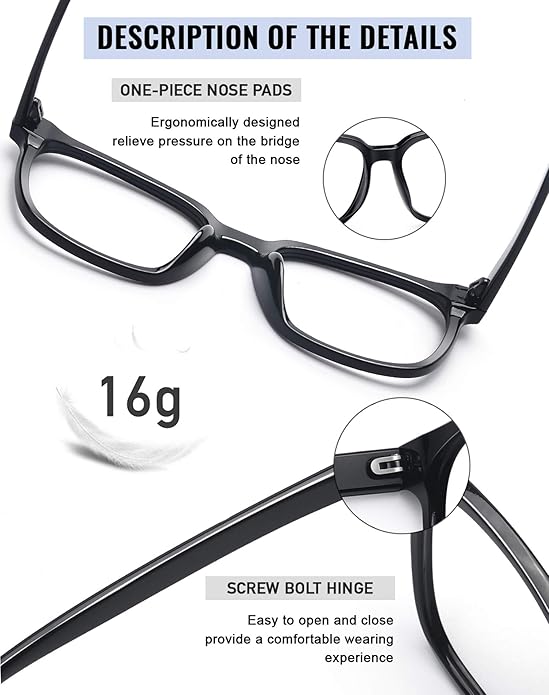 PANNER Oversized Square Blue Light Blocking Glasses for Women Men Anti Glare Reduce Eyestrain Computer Glasses