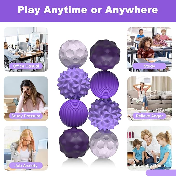 4 Pieces Fidget Toys Adults Magnetic Fidget Balls Silicone Magnetic Fidgets Anxiety Relief Items for Anxiety ADHD Portable Desk Toys for Office Travel Home Party Gift Class Prizes(Purple, 4)