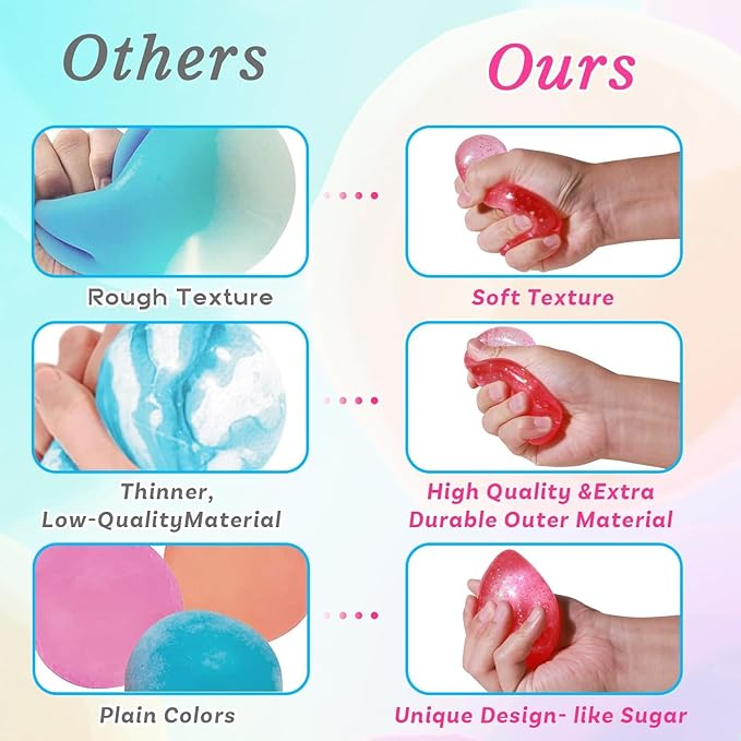 Fidget Toys Stress Cube, Cube Squishies Anxiety Stress Relief, Ice Squishy Stress Cube-Drop Malt Sugar Balls, Sensory Toys for Kids with Autism, Fidgets for Classroom Prize Toys (1pack Pink)