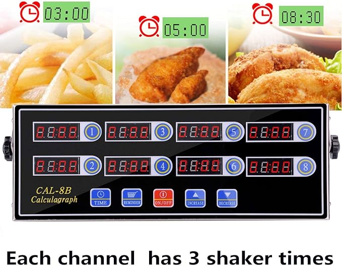 Commercial 8 Channel Kitchen Timer Digital Restaurant Timers Professional Loud Alarm Cooking Reminder