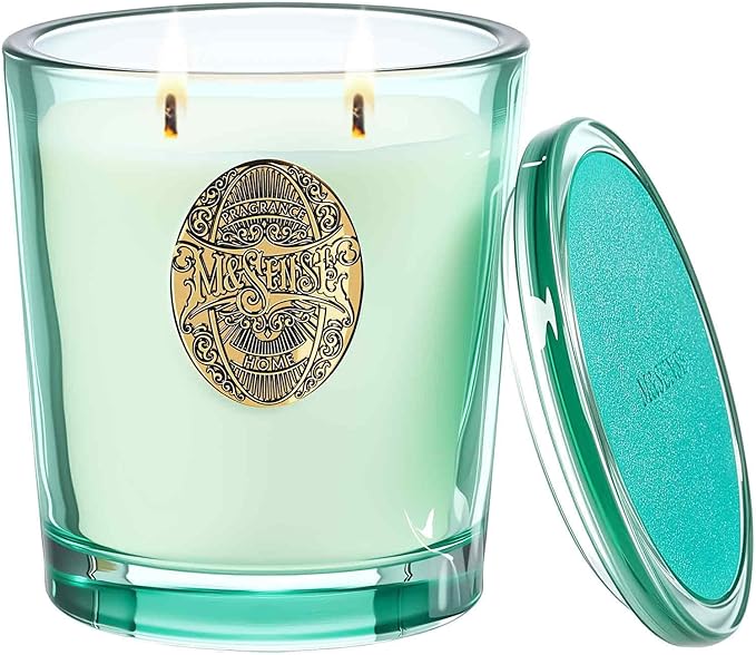 M&SENSE Large Two-Wick Aromatherapy Soy Candle | Eucalyptus Mint & Blue | 19.8 oz, 120H Burn Time | Luxury Scented Candle for Relaxation, Gifting, Home Décor | Ideal for Bedroom, Office