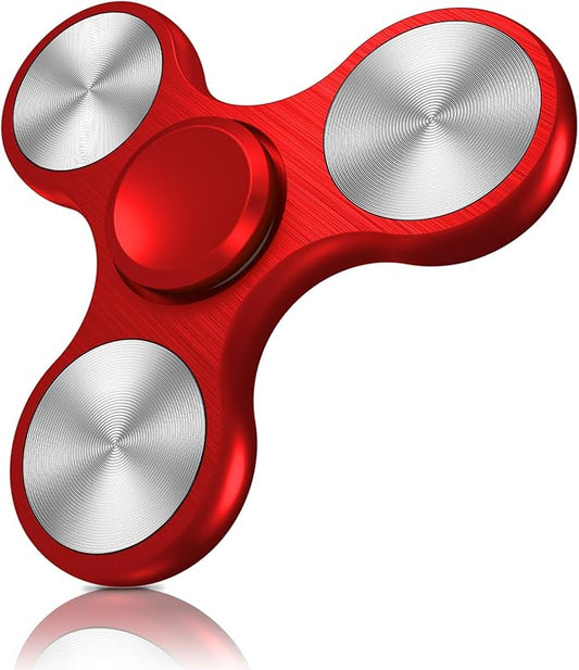 Fidget Spinners Toy, Metal Stainless Steel Bearing High Speed 4-8 Min Spins, EDC ADHD Stress Anxiety Relieves Reducer Fidgets Finger Toys, Spinner Toys for Kids and Adults (Red)