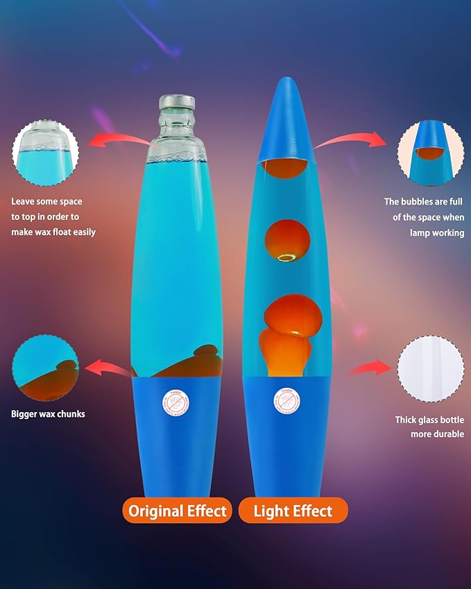 Orange Liquid Motion Lamp 16 Inches for Adults and Kids, Blue Base Magma Lamp Set The Mood for Home Living Room Office Bedroom Decor, Magma Lamp Night Light Cool Present for Boys Girls Teens