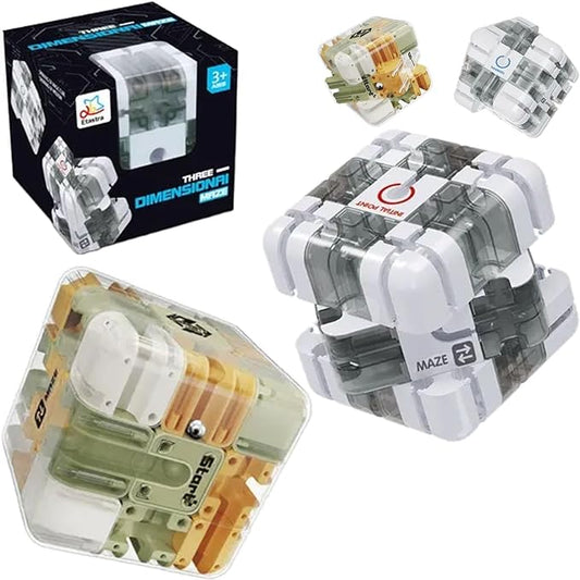 Large Labyrinth 3D Puzzle Maze Cube, Magic Cube Maze Ball Puzzle, Challenging Logic Puzzles Ball Stress Cubes, Stress Relief Toys Adults, Educational Focus Game Gift for Adults Teens (Mix)