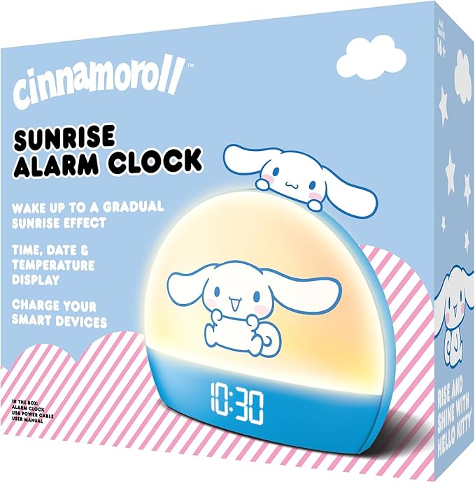 Hello Kitty Sunrise Alarm Clock - Multicolor Lights, USB Charging, LED Display, and Snooze Function