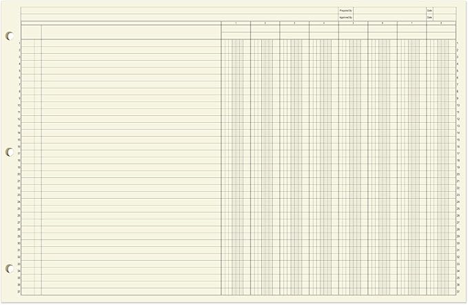BookFactory Ledger Pad/Large 8 Column Accounting Ledger Columnar (Eight Columns) Pads - 17'' x 11'', 50 Pages, Notepad Landscape Format (PAD-050-CLCPD3(17x11-Ledger-8)-AX)