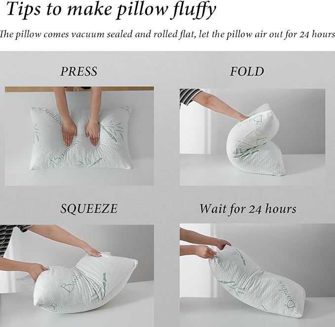 King Size Memory Foam Pillows Set of 2, Bed Pillow for Sleeping, Firm Pillow Gel for Neck Support, Hotel Quality Bed Rest Pillow with Cooling Zippered Breathable Cover King 2 Pack