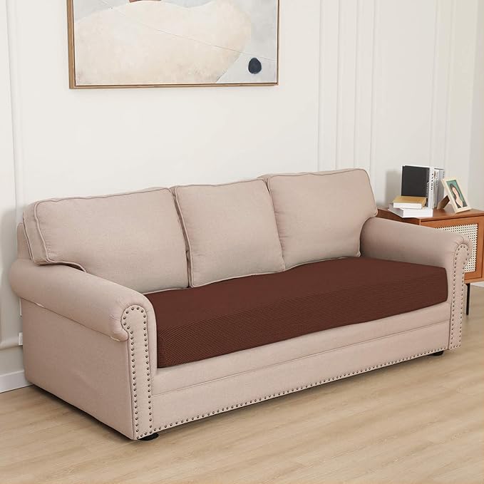 Easy-Going Stretch Cushion Cover Sofa Cushion Furniture Protector Sofa Seat Sofa slipcover Sofa Cover Soft Flexibility with Elastic Bottom(Sofa Cushion, Coffee)