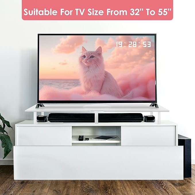 Dual-Monitor-Riser-Stand-For-Desk, Large Monitor Stand Riser For 2 Monitors With Adjustable Length Angle, Double Computer Riser For Desktop Organizer, Monitor Shelf Riser