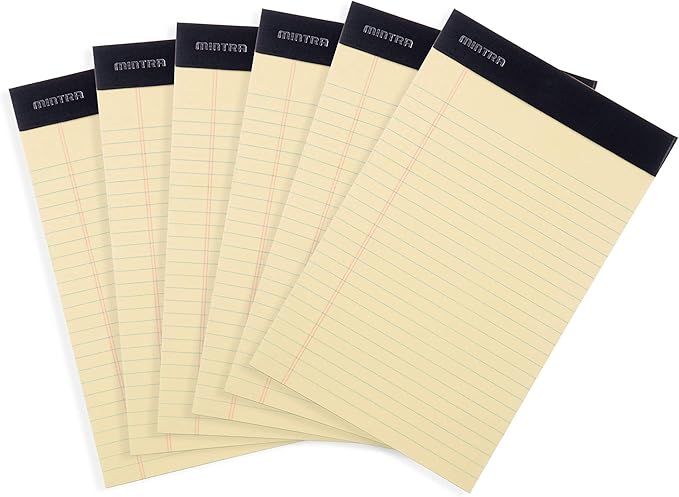 Mintra Office Legal Pads - ((BASIC CANARY 6pk, 5in x 8in, NARROW RULED))
