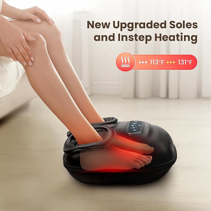 CILI Foot Massager with Heat, 2025 Shiatsu Feet Massage Machine for Plantar Fasciitis Neuropathy Pain Relief, Remote Control Heated Foot Warmer Massager Size 13, Gifts/Presents for Mom, Dad