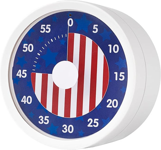 TWENTY5 SEVEN Countdown Timer 3 inch, Silent 60 Minute 1 Hour Visual Timer with Pause Function, Magnetic Classroom Teaching Tool Office Meeting, Countdown Clock for Kids Time Management, Blue Stars