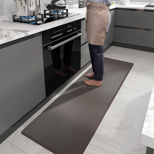 Color&Geometry 0.71" Extra Thick Anti Fatigue Cushion Kitchen Floor Mat,Easy Clean, Water & Oil Proof, Non Slip, Foam Padded Runner Rug for Front Sink,20"x 71" Brown (2.0 Version)