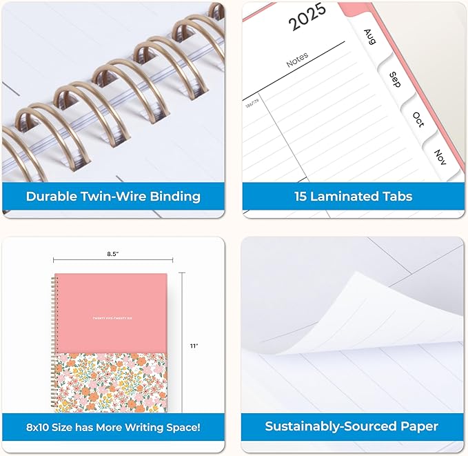 Blue Sky 2025-2026 Academic Year Weekly and Monthly Planner Calendar, July 2025 - June 2026, 12-Month, 8.5" x 11", Flexible Cover With Pocket, Wirebound, Storage Pocket, Catira