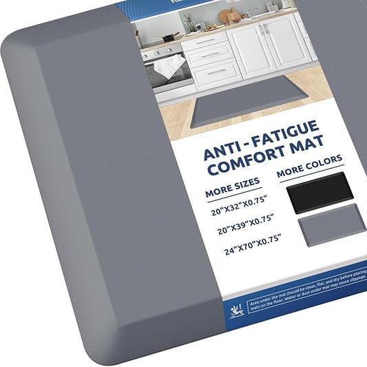 KitchenClouds Kitchen Mat Cushioned Anti Fatigue Rug 20"x32" Waterproof, Non Slip, Standing and Comfort Desk/Floor Mats for House Sink Office (Grey)