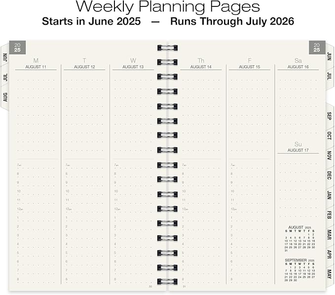 Global Printed Products Essential 5"x8" Monthly & Weekly 2025-2026 Planner - (5" x 8" - June 2025 Through July 2026)