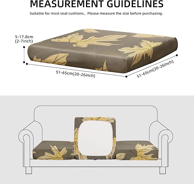 8Pcs Stretch Patio Cushion Covers Outdoor Cushion Cover, Jacquard Stretch Cushion Covers, Cover Replacement, Outdoor Sofa Covers, Washable Furniture Couch Cushion Cover (Maple Leaf)