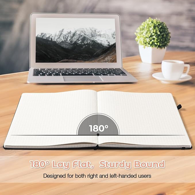 Graph Paper Notebook, Hardcover Notebook 8.5 x 11, Grid Notebook Journal for Women, Men, Large Leather Journals for Writing, Thick Paper, A4 Notebooks for Work, School Supplies, Engineering Pink