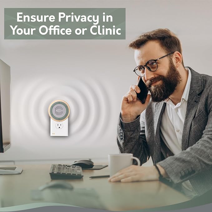 (3 Pack) Calm Me White Noise Machine for Office Privacy & Noise Canceling, Plug in Wall Sound Machine for Therapy Office Used in Hospitals Clinics & Spas, 20 Soothing Natural Sounds, Compact Design.