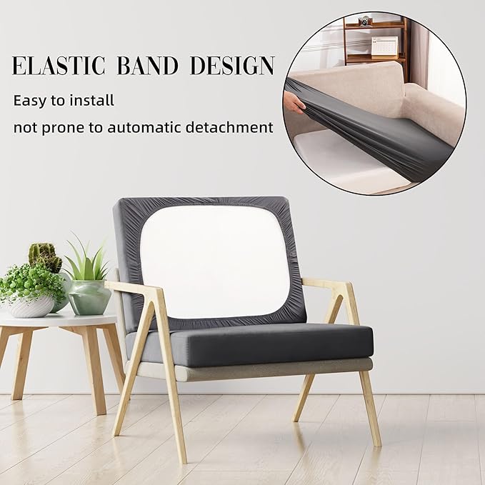 8Pcs Stretch Patio Cushion Covers Waterproof Outdoor Cushion Covers Patio Couch Cover Slipcovers, for Outdoor Furniture Protector Covers Replacement(Cover Only) (Gray)