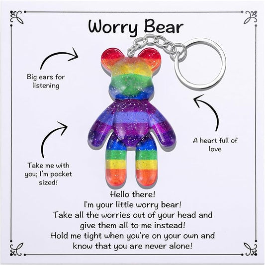 Pocket Bear Hug, Anxiety Relief Gift for Friend, Mental Health Positivity Gift, Autism Fidget Gifts, Stress Relief Gifts for Her, Comforting Present for Son Daughter Back to School, Rainbow