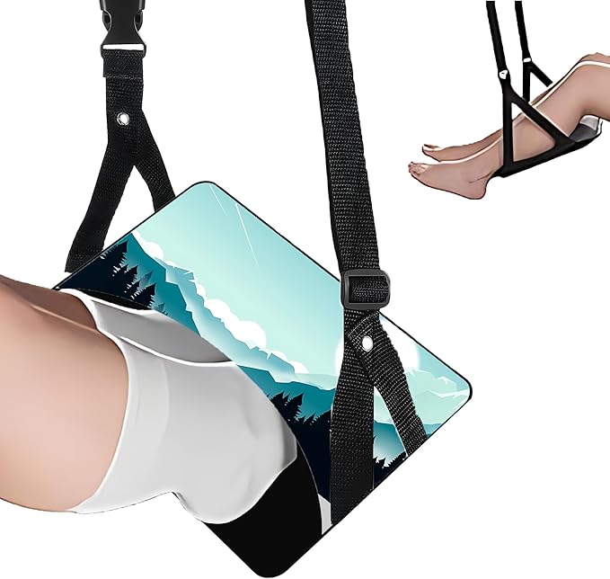 Airplane Foot Hammock Ajustable Foot Hammock for Plane Travel Comfort Travel Essentials Portable Airplane Foot Rest,Long Flight Accessories (Forest, 2 Pack)