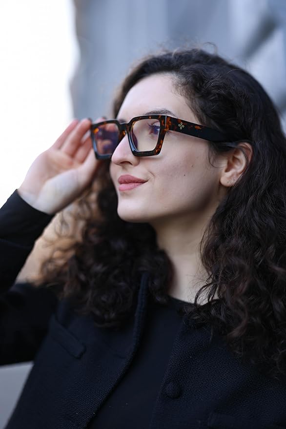 VISOONE Blue Light Blocking Glasses with TR90 Rectangle Frame and Chic Preppy Look for Women Men RIVER