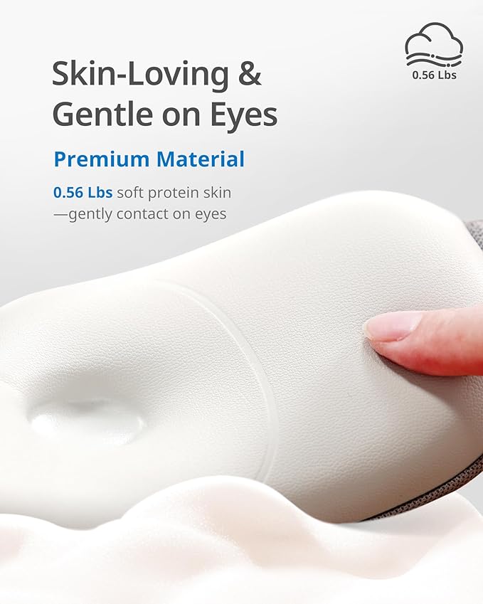 Ultra Light Eye Massager with 2 Level Heat, 120 Mins Uses, 3 Air Compression & Massage Modes, Heated Eye Mask with Bluetooth Music for Migraine Relief, Strain and Dry Eyes, Relaxation for Women Men