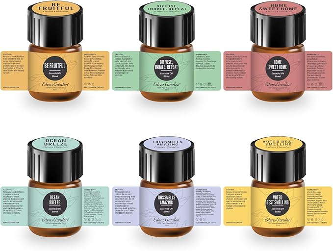 Edens Garden Essential Oils Diffuser Discovery 6 Set – 100% Pure Therapeutic Grade, Undiluted, Natural Aromatherapy Oil for Home Diffusers & Humidifiers – Holistic Gift for Men & Women, .92 ml/6 Pack