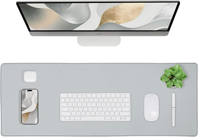 ALOANES Waterproof Mouse Pad with Durable Stitched Edge, Large Gaming Keyboard Pad, Non-Slip Rubber Base Mouse Mat, Extended Desk pad for Gamer, Office & Home, Gray Mousepad 27.6''x11.8''x0.12''