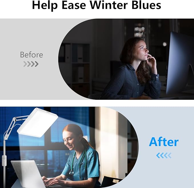 SUXIO Light Therapy Lamp - 12000 LUX Therapy Light, Happy Lamp with Remote, Light Box Therapy with 3 Timer & 4 Brightness, LED UV-Free Daylight Lamp Perfect for Home, Office