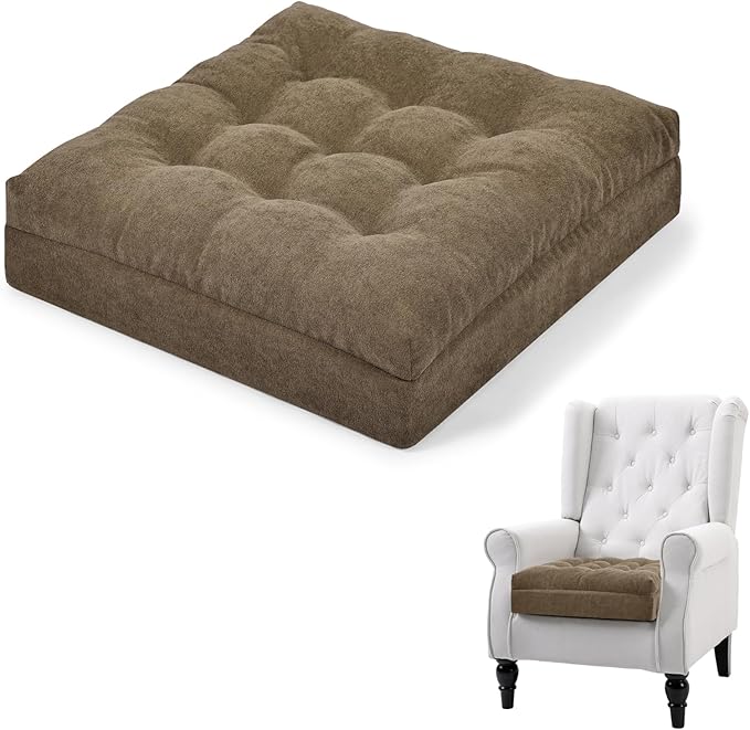 TANYOO Recliner Cushion Patent Dual Layer Fillings Chair Cushion for Elderly 20x20x5 Inches Extra Large Pad for Armchairs Booster Seat Cushions Pain Pressure Relief Brown