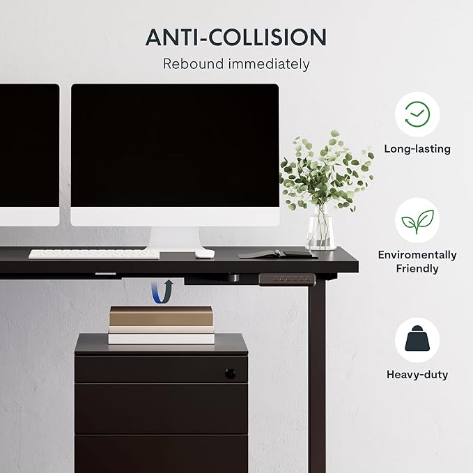 SANODESK L Shaped Standing Desk Adjustable Height, Electric Corner Standing Desk, 71 x 63 inch Sit Stand Computer Table with Splice Board, Black