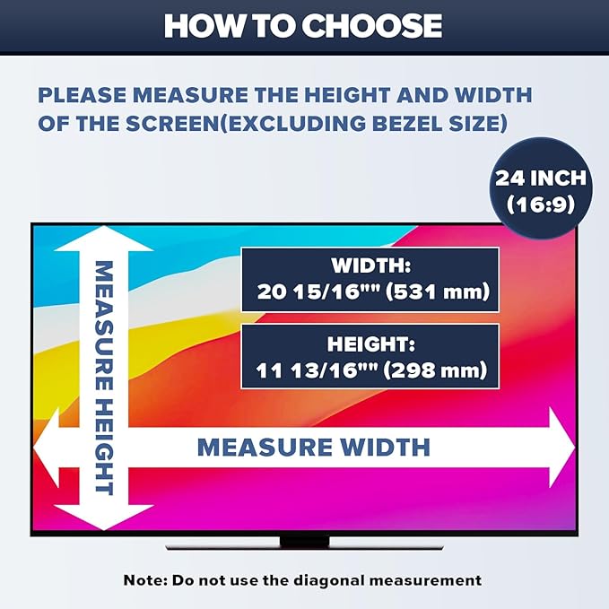 Upgraded HD Computer Privacy Screen 24 inch, Monitor Privacy Screen for 16:9 Widescreen Removable Anti Glare Computer Screen Cover and Blue Light UV-Blocking Screen Privacy Filter