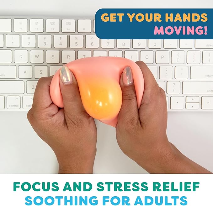 Power Your Fun Arggh Calm Mini Stress Balls for Adults and Kids - 3pk Squishy Stress Balls, Color Changing Resistance Fidget Toys Sensory Calming Stress Relief Squeeze Toys (Green, Orange, Blue