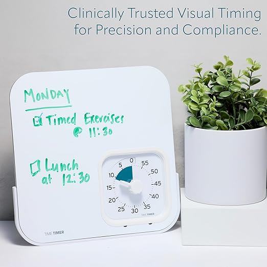 PRO Applied® Personal 60-Minute Visual Countdown Timer with Magnetic Dry Erase Board – Professional Grade Timer for Therapy, Rehab, & Memory Care – Calming Blue Disk, Large Numbers, Adjustable Alert