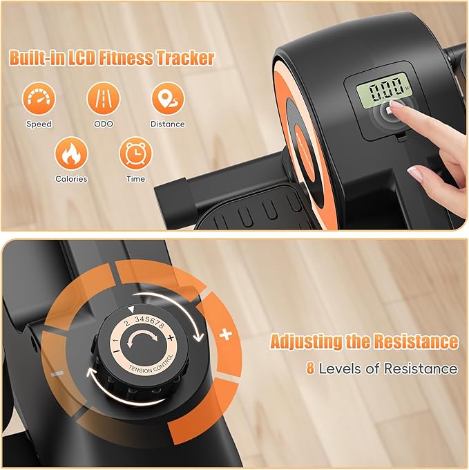 ANCHEER Under Desk Elliptical, Under Desk Bike Pedal Exerciser, Fully Assembled Leg Exerciser 2 in 1 Seated Standing Elliptical, Ultra-Quiet Mini Elliptical Machines for Home Office Use