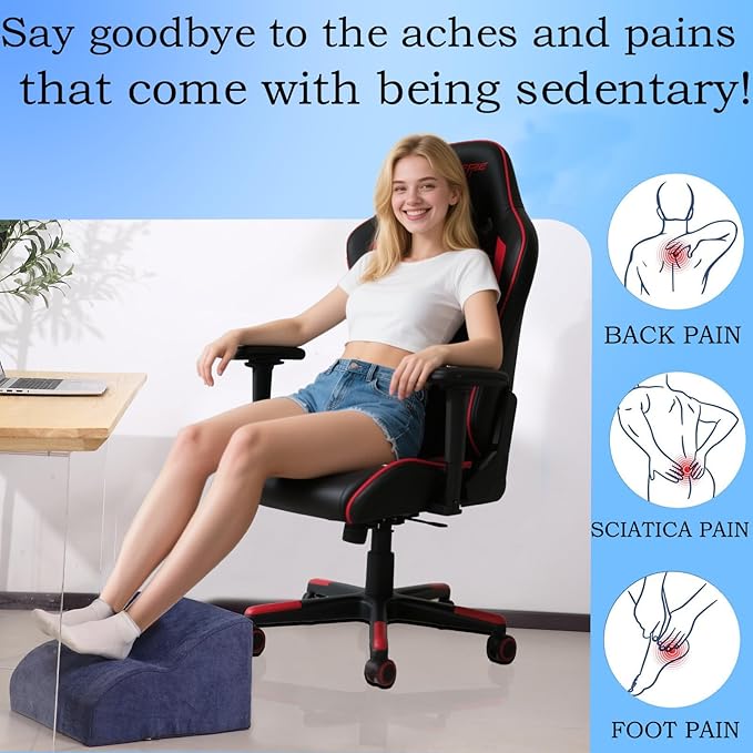 Foot Rest for Under Desk at Work.Multifunctional 3-Tier Foot Stool,with Washable Footrest.for Under Desk,Office Chair Gaming Chair & Sofa,Leg Elevation Pillow,Supports Posture-Blue