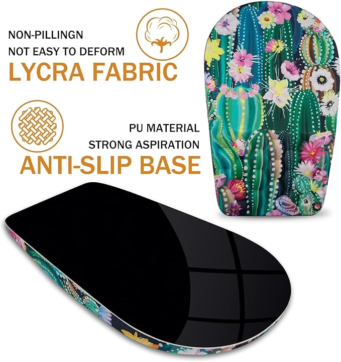 Ergonomic Mouse Pad Wrist Support,Upgrade Mousepad with Massage Design,Non-Slip PU Base Desktop Mouse Pads for Pain Relief, Computer, Office & Home,12 x 8 in（F-Abstract Cactus）