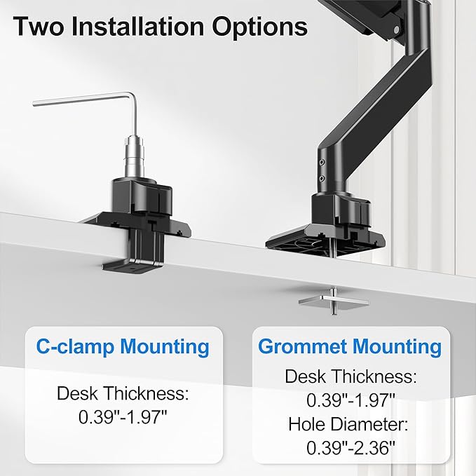 Heavy Duty Monitor Mount for Max 49 inch Ultrawide Screens, Hold 2.2 to 44 lbs, Premium Single Monitor Arm for Samsung Odyssey G9 and More, Adjustable Gas Spring Desk Stand, VESA Mount