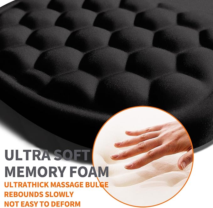 Ergonomic Joint Wrist Support Mouse Pad with Memory Foam Cushion Massage Bump, Carpal Tunnel Pain Relief Mousepad Slope Design for Wrist Rest, 11.8x7.9 in, Black