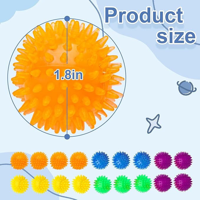 18pcs Fidget Spiky Ball Toys Stress Relief Sensory Toy for Kids Adults Toddlers, Squishy Squeeze Ball for Party Favors, Pinata Fillers, Goodie Bag Stuffers